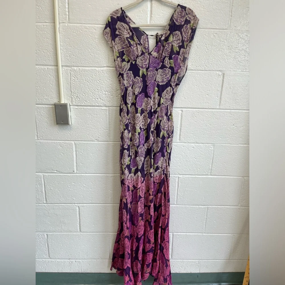 Free People Purple Rose Garden Maxi Dress Sz. 12 - Picture 4 of 11